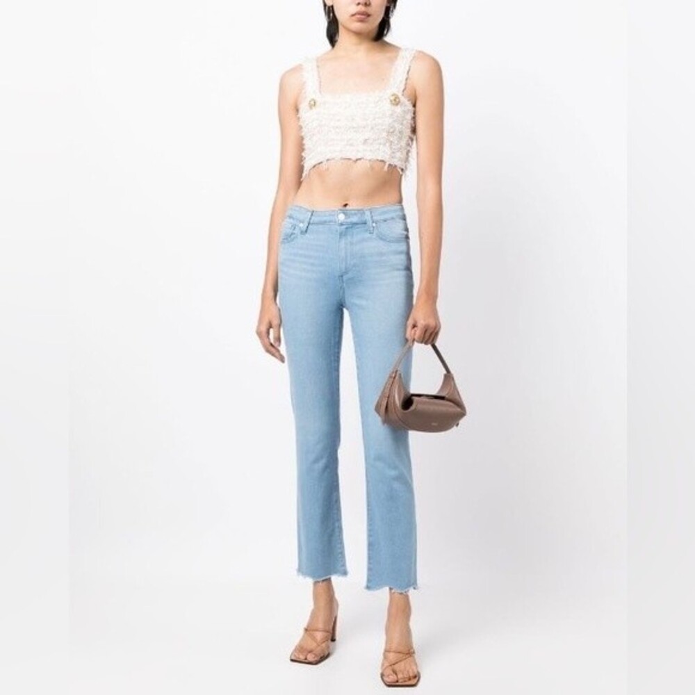 Lola Jeans Mid Rise Raw Hem Straight Jeans 28